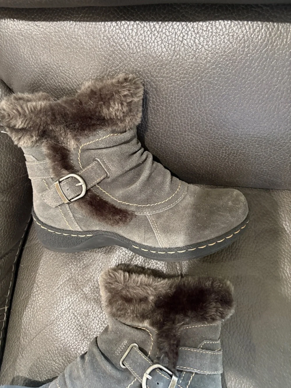 Bare traps faux fur suede charcoal gray women’s boots